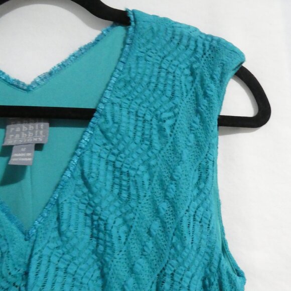RABBIT RABBIT RABBIT DESIGNS | size 12 | Lined Short Sleeve Turquoise Dress - Picture 5 of 16